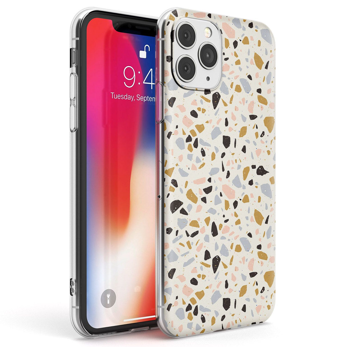 Pale Pink, Blue, & Mocha Terrazzo Pattern Phone Case iPhone 11 Pro Max / Clear Case,iPhone 11 Pro / Clear Case,iPhone 12 Pro Max / Clear Case,iPhone 12 Pro / Clear Case Blanc Space