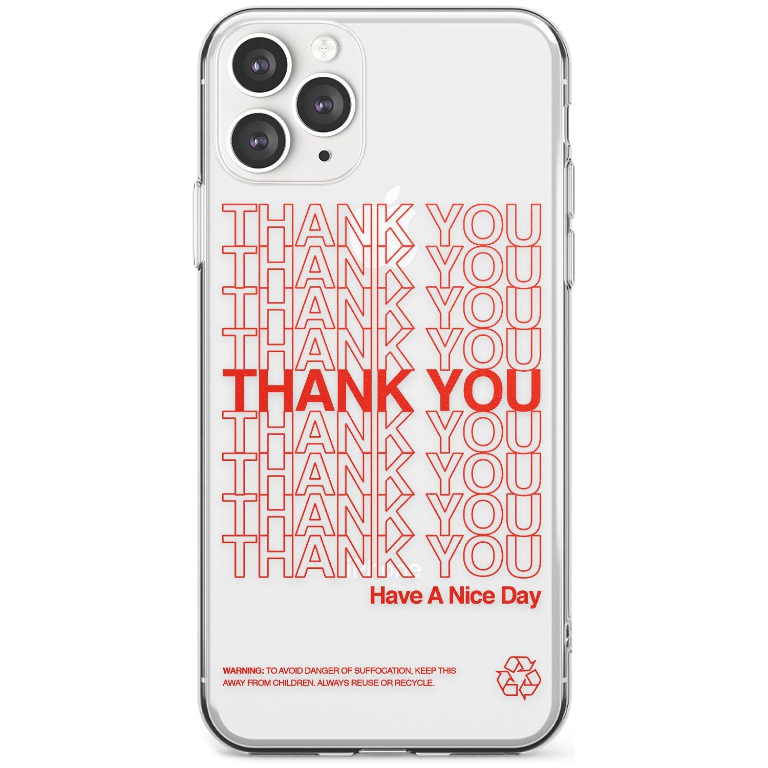 Classic Thank You Bag Design: Solid White + Red Slim TPU Phone Case for iPhone 11 Pro Max