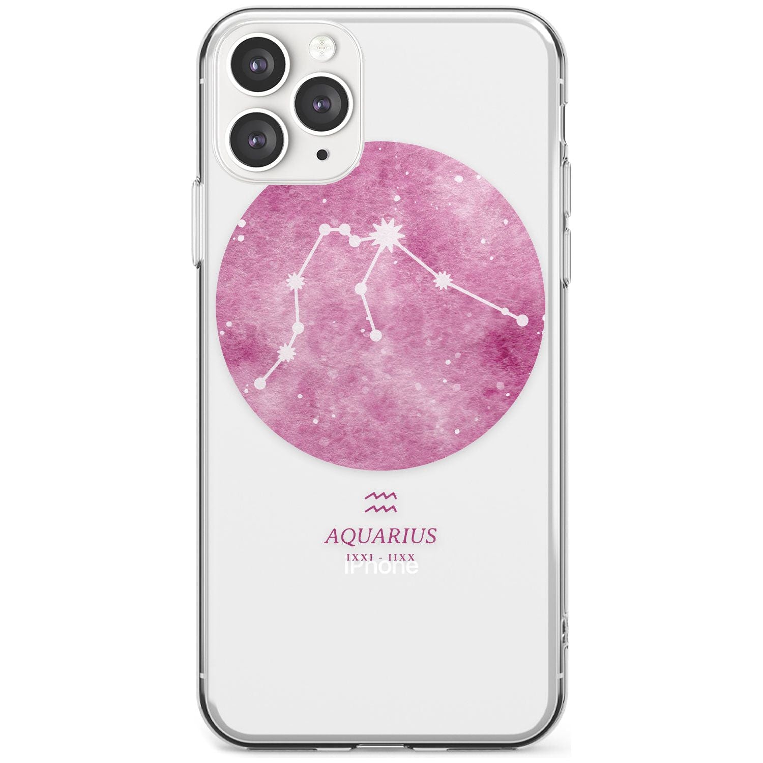 Aquarius Zodiac Transparent Design - Pink Slim TPU Phone Case for iPhone 11 Pro Max