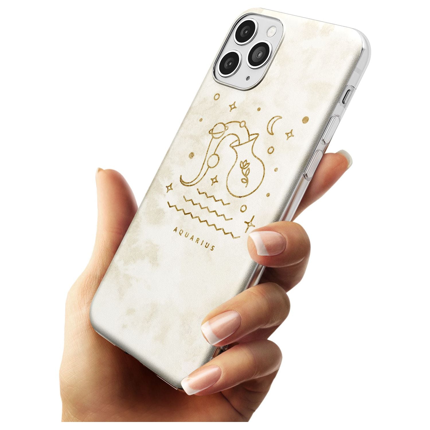 Aquarius Emblem - Solid Gold Marbled Design Slim TPU Phone Case for iPhone 11 Pro Max