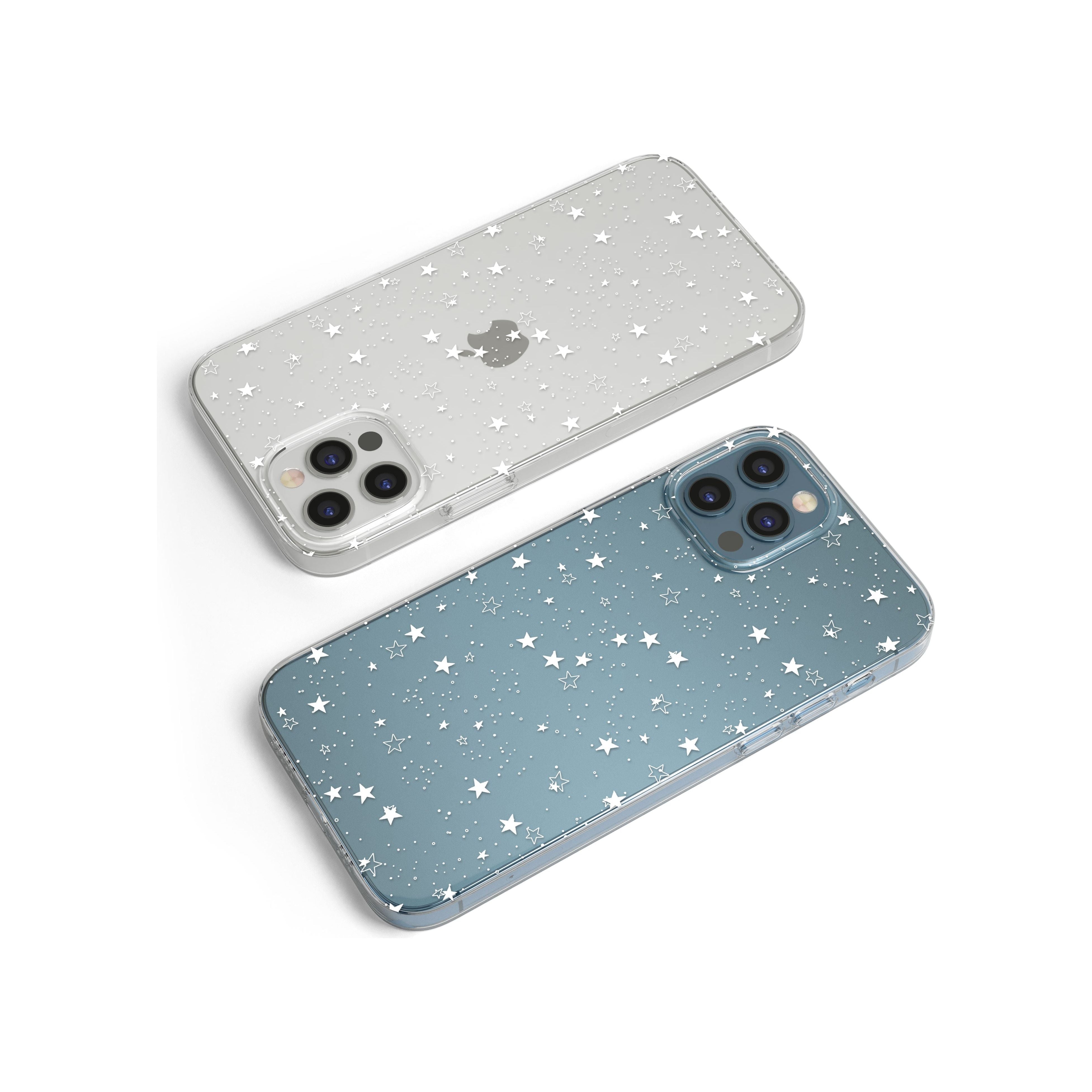 White Stars on Clear Phone Case for iPhone 12 Pro