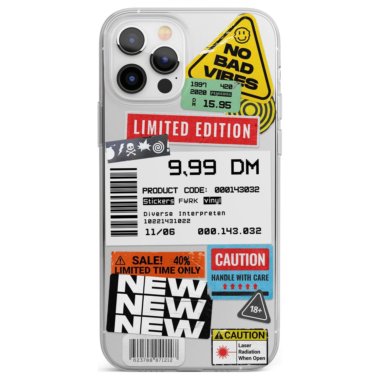 Barcode Sticker Mix Phone Case for iPhone 12 Pro