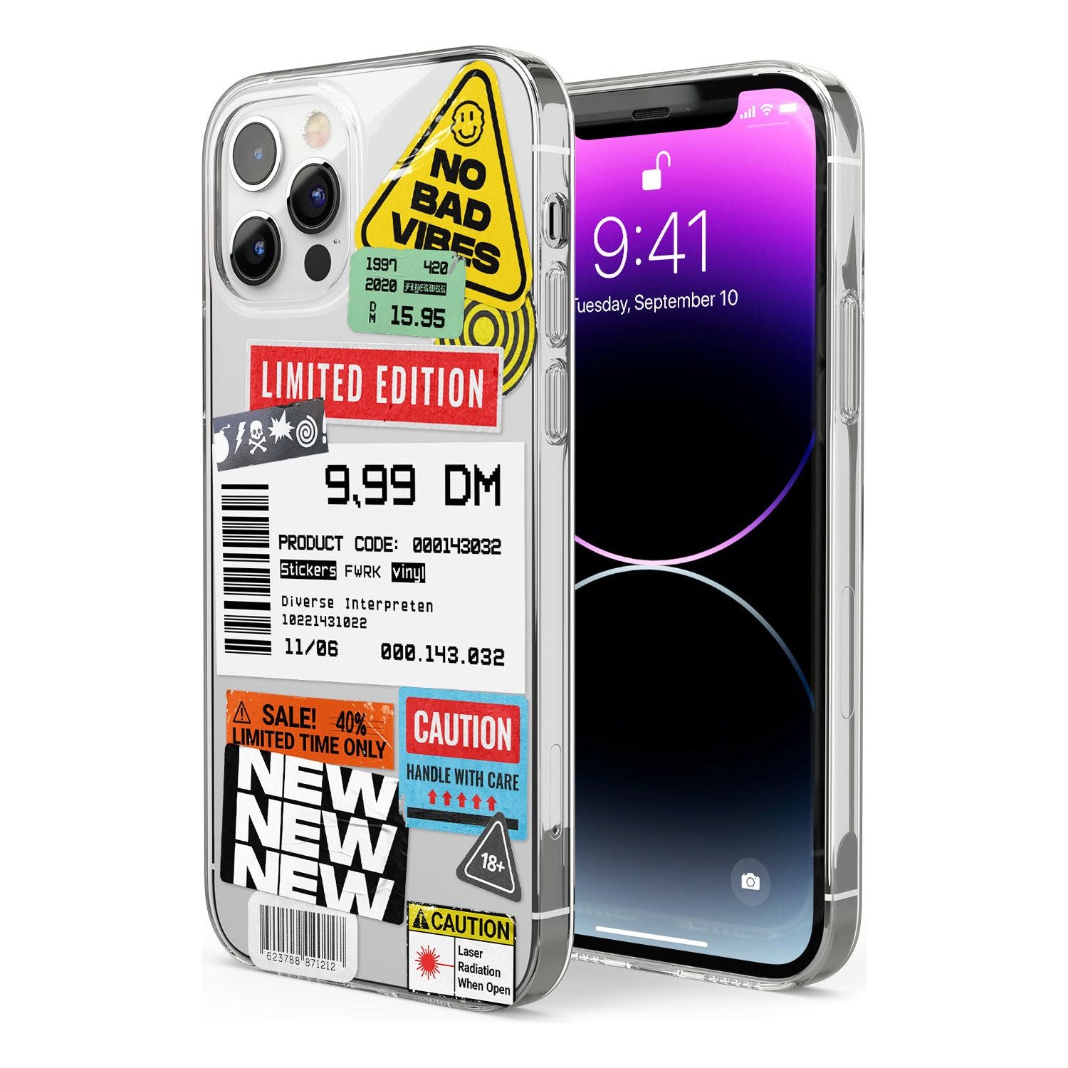 Barcode Sticker Mix Phone Case for iPhone 12 Pro