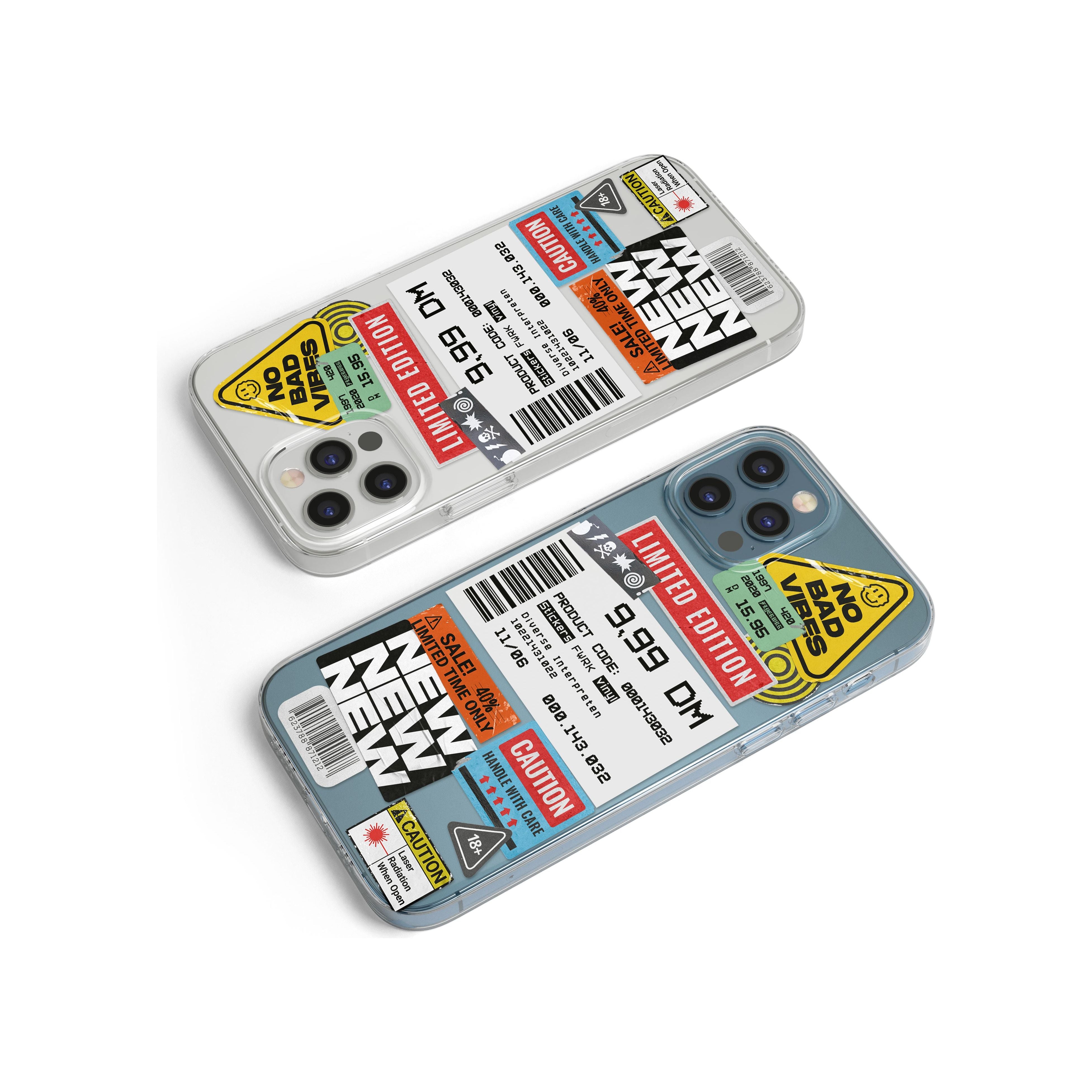 Barcode Sticker Mix Phone Case for iPhone 12 Pro