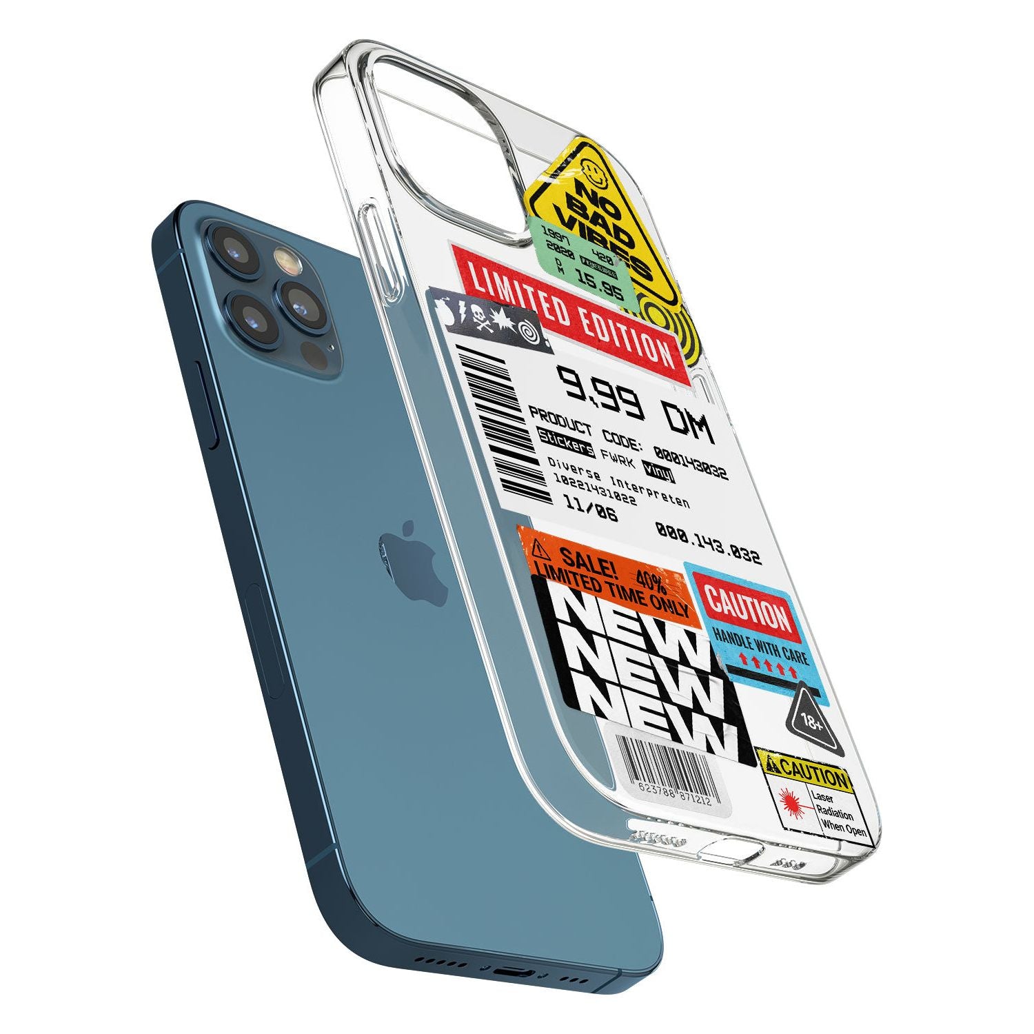 Barcode Sticker Mix Phone Case for iPhone 12 Pro