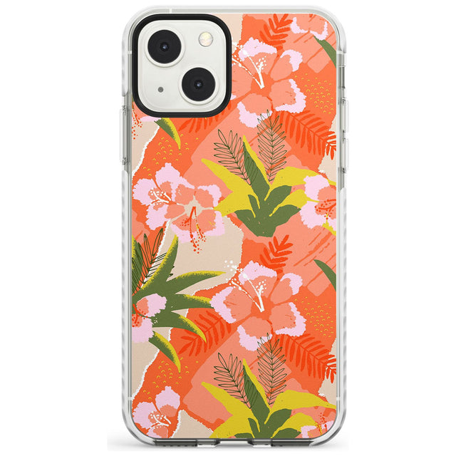 Hawaiian Flowers Abstract Pattern Phone Case iPhone 13 Mini / Impact Case Blanc Space