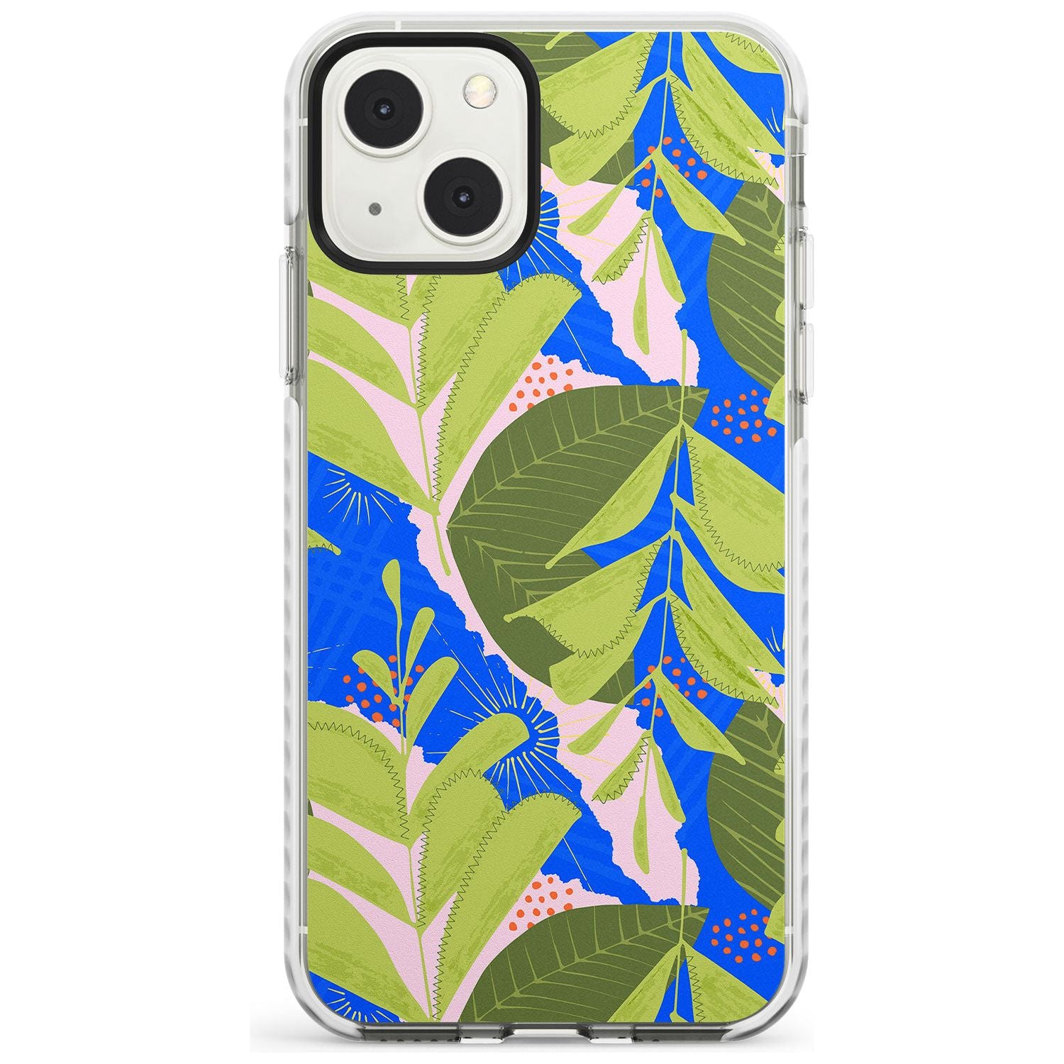 Fern Leaves Abstract Pattern Phone Case iPhone 13 Mini / Impact Case Blanc Space