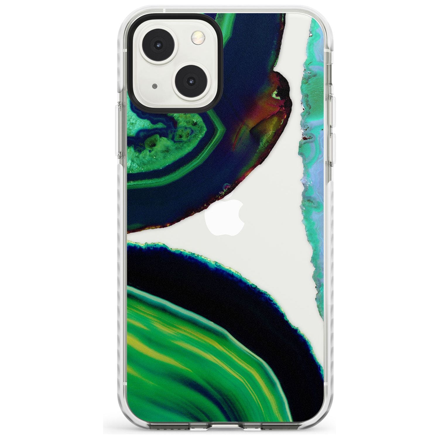 Green & Navy Gemstone Crystal Clear Design Phone Case iPhone 13 Mini / Impact Case Blanc Space