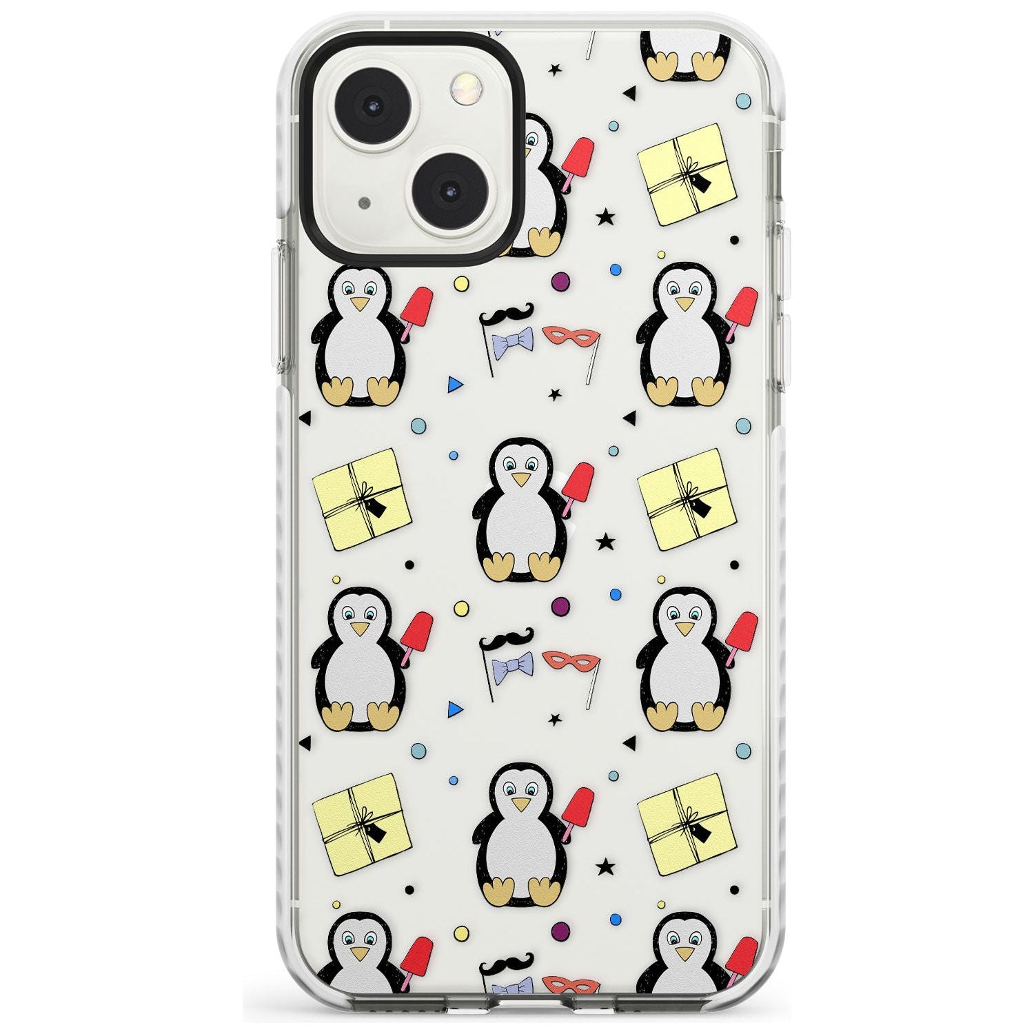 Cute Penguin Pattern Clear Phone Case iPhone 13 Mini / Impact Case Blanc Space