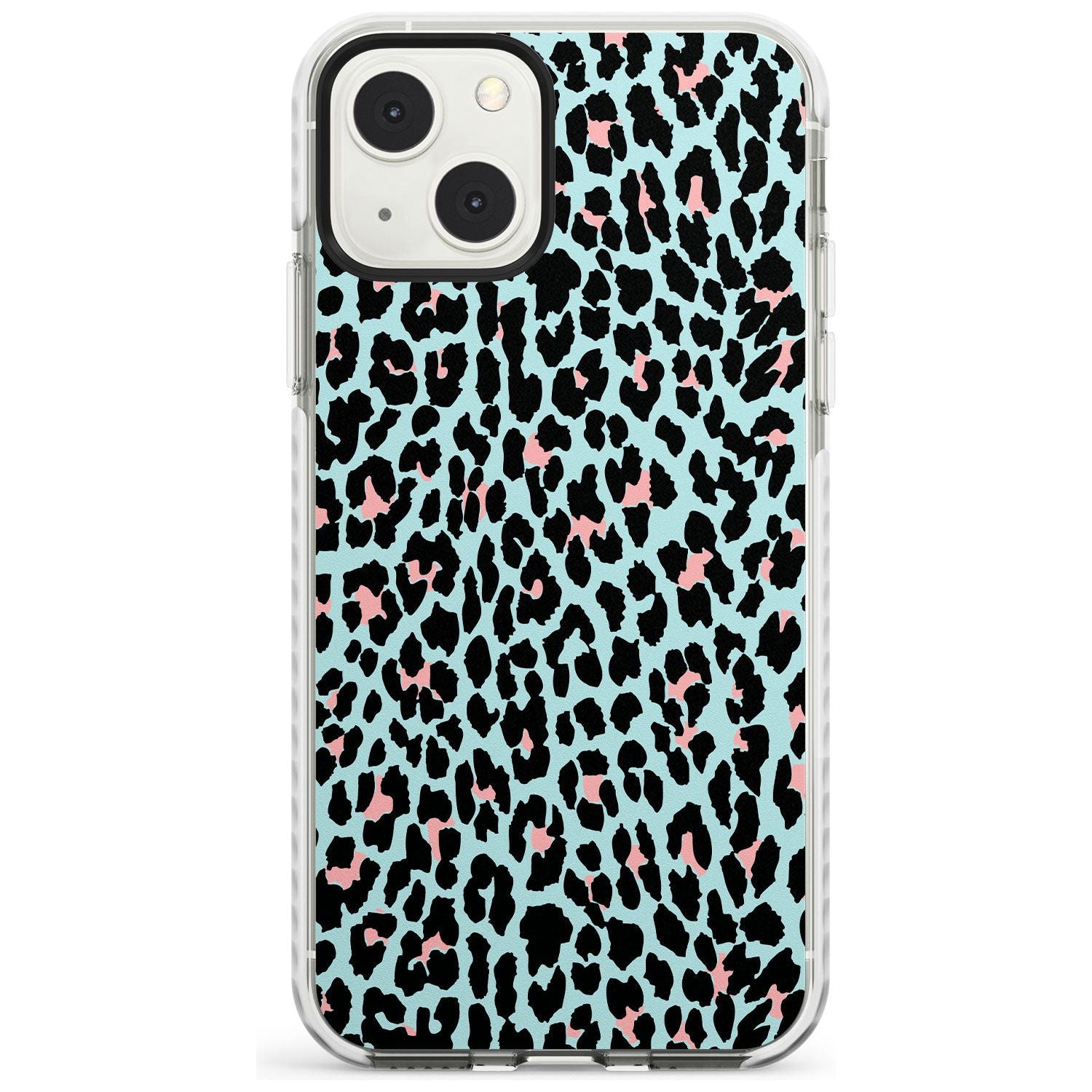 Light Pink on Blue Leopard Print Pattern Phone Case iPhone 13 Mini / Impact Case Blanc Space