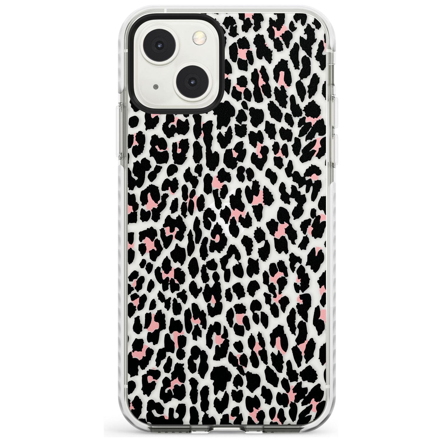 Light Pink Leopard Print - Transparent Phone Case iPhone 13 Mini / Impact Case Blanc Space