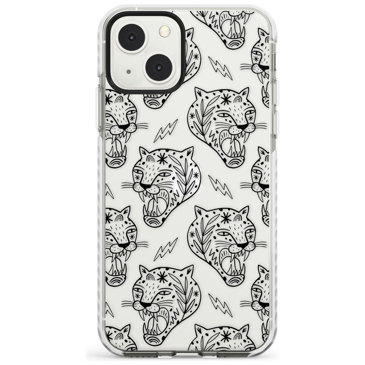 Black Tiger Roar Pattern Impact Phone Case for iPhone 13 & 13 Mini