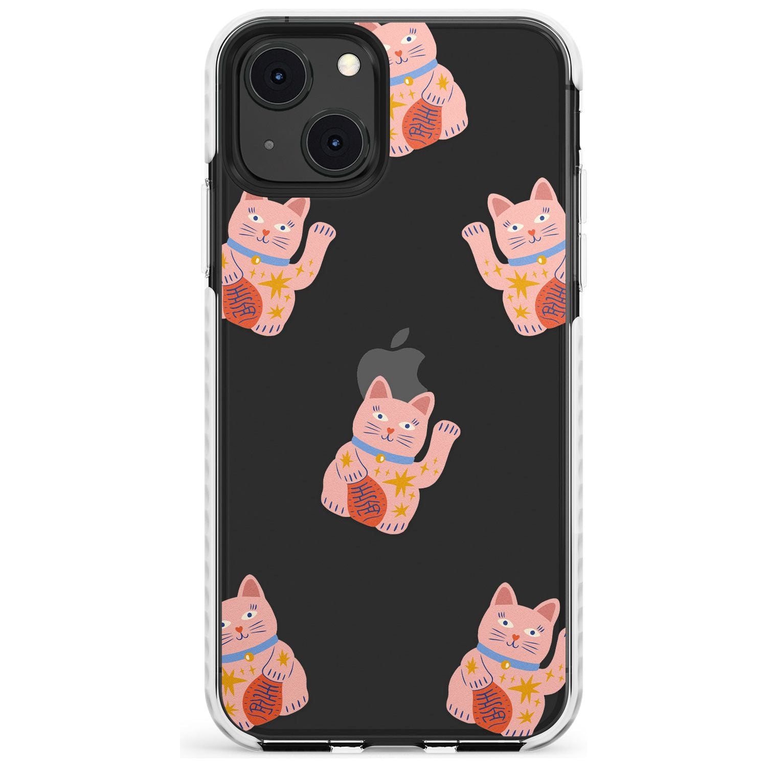 Waving Cat Pattern Impact Phone Case for iPhone 13 & 13 Mini