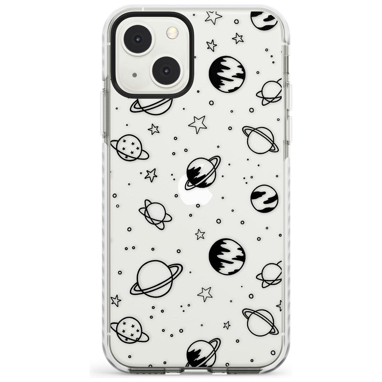 Cosmic Outer Space Design Black on Clear Phone Case iPhone 13 Mini / Impact Case Blanc Space
