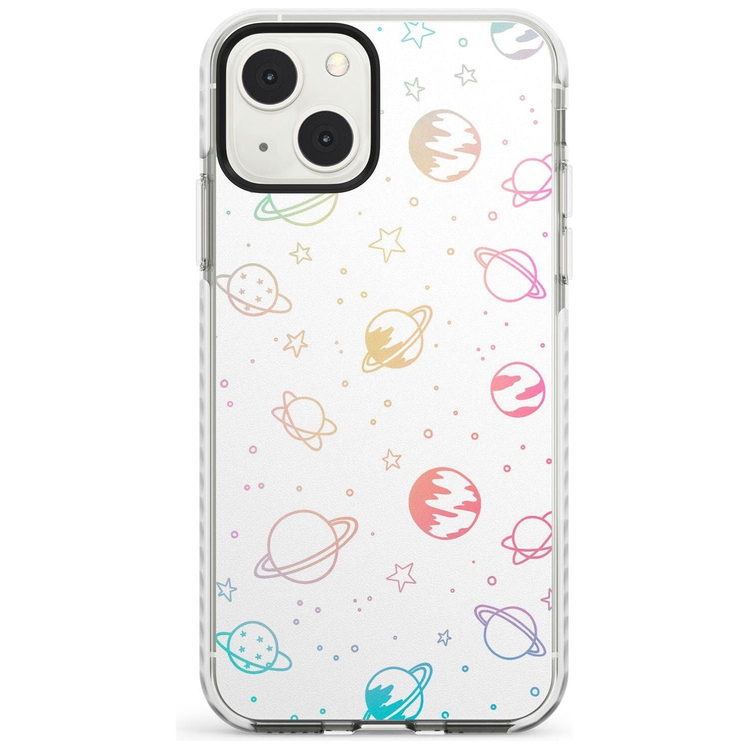 Cosmic Outer Space Design Pastels on White Phone Case iPhone 13 Mini / Impact Case Blanc Space