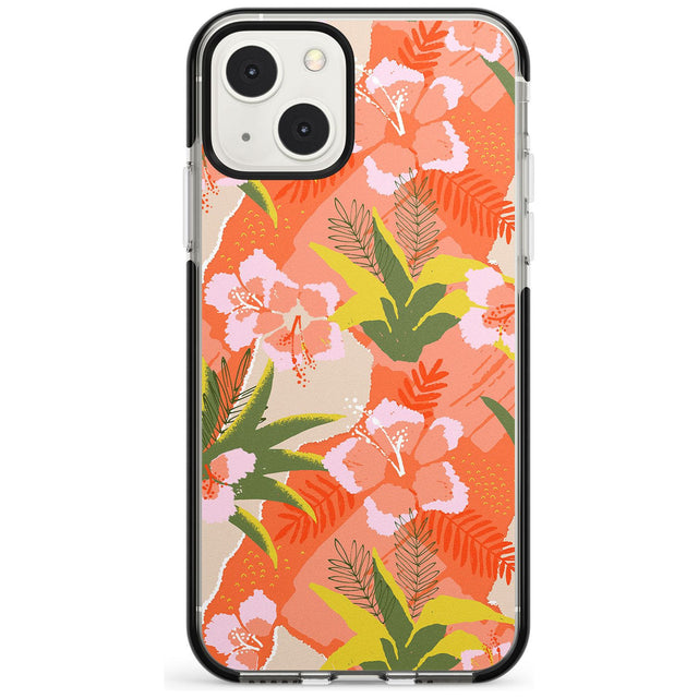 Hawaiian Flowers Abstract Pattern Phone Case iPhone 13 Mini / Black Impact Case Blanc Space