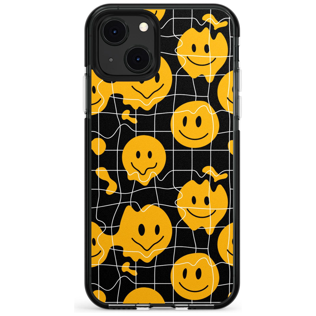 Acid Face Grid Pattern Black Impact Phone Case for iPhone 13 & 13 Mini