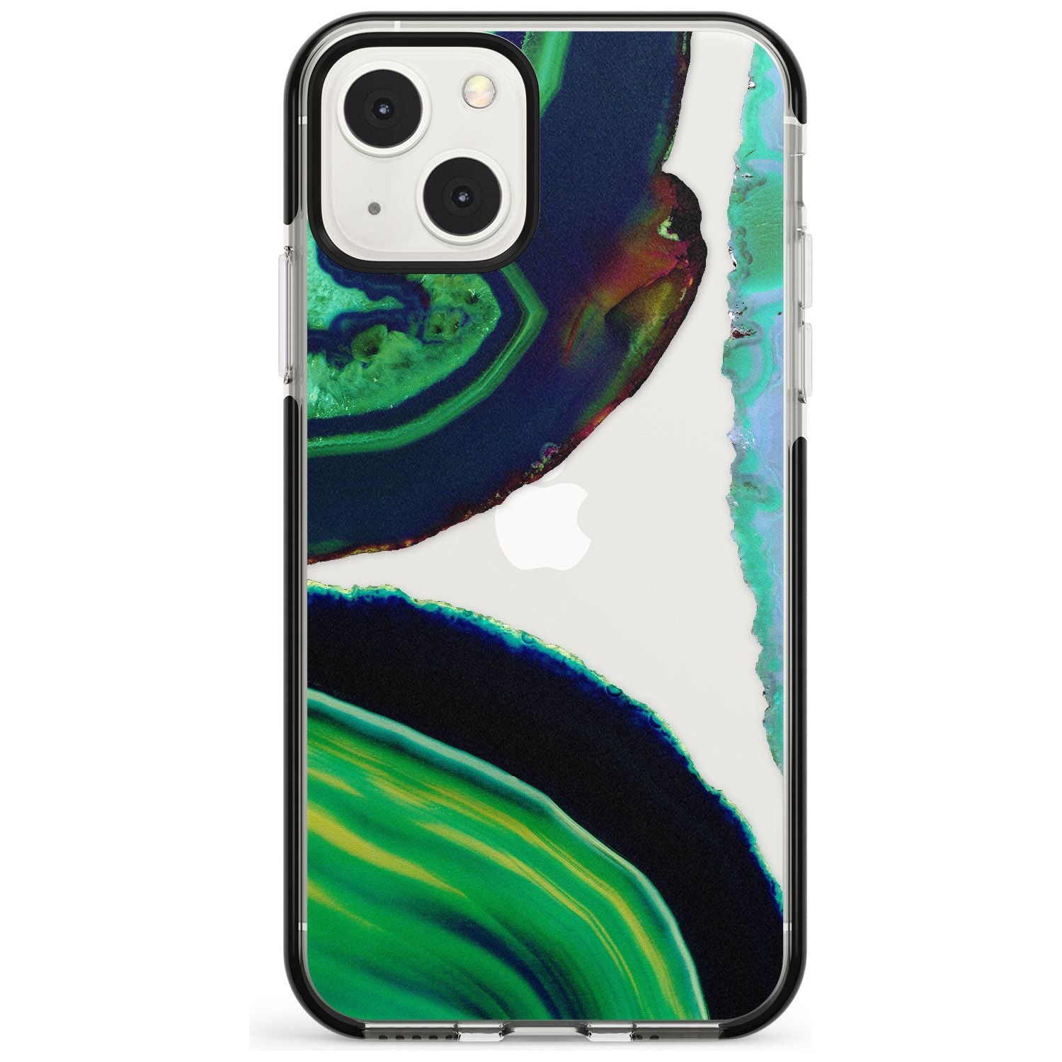 Green & Navy Gemstone Crystal Clear Design Phone Case iPhone 13 Mini / Black Impact Case Blanc Space