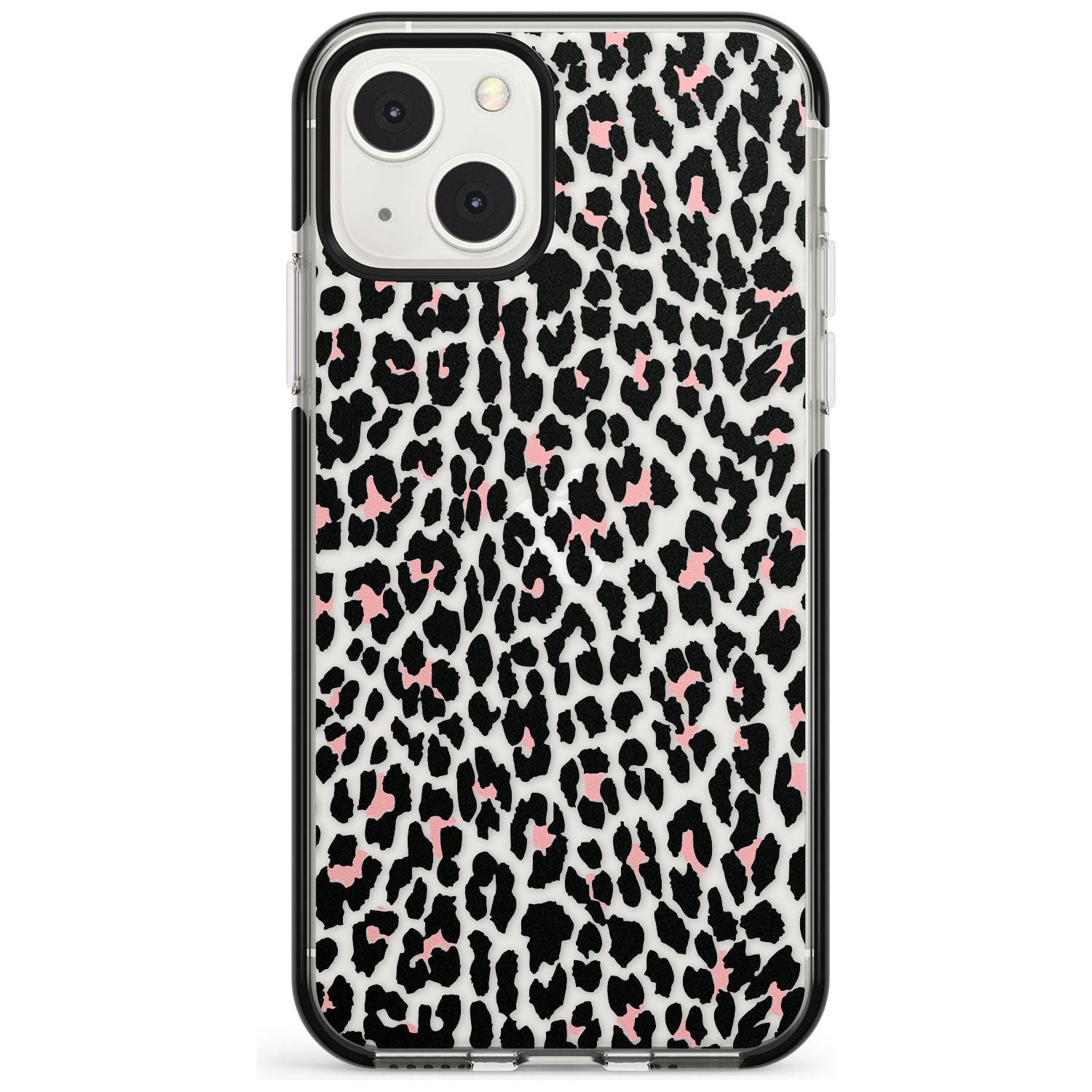 Light Pink Leopard Print - Transparent Phone Case iPhone 13 Mini / Black Impact Case Blanc Space