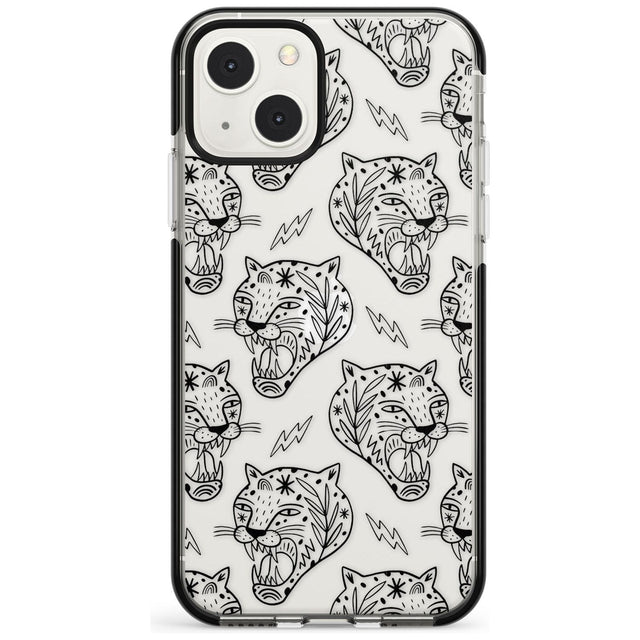 Black Tiger Roar Pattern Black Impact Phone Case for iPhone 13 & 13 Mini
