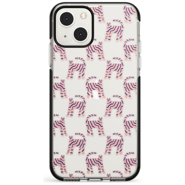 Pink and Blue Cat Pattern Black Impact Phone Case for iPhone 13 & 13 Mini
