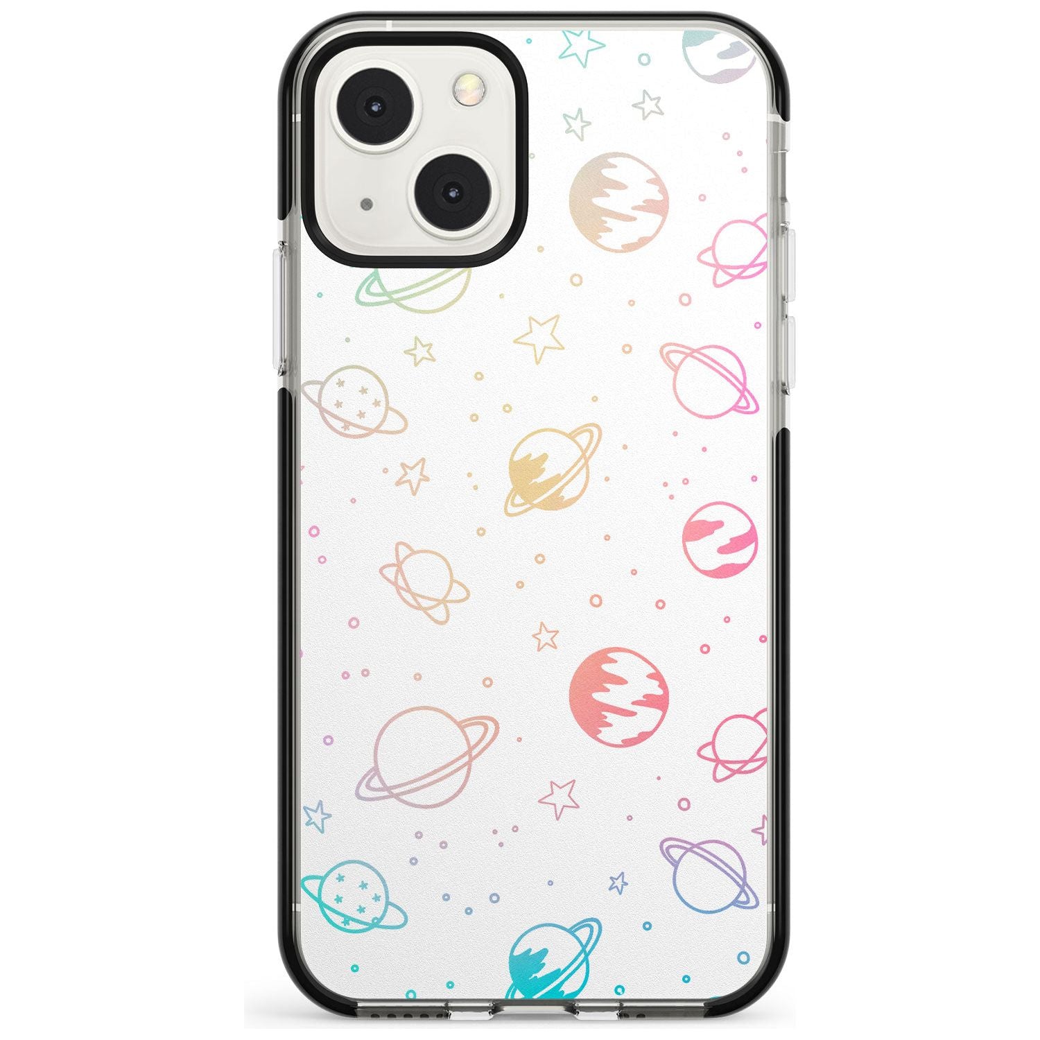 Cosmic Outer Space Design Pastels on White Phone Case iPhone 13 Mini / Black Impact Case Blanc Space