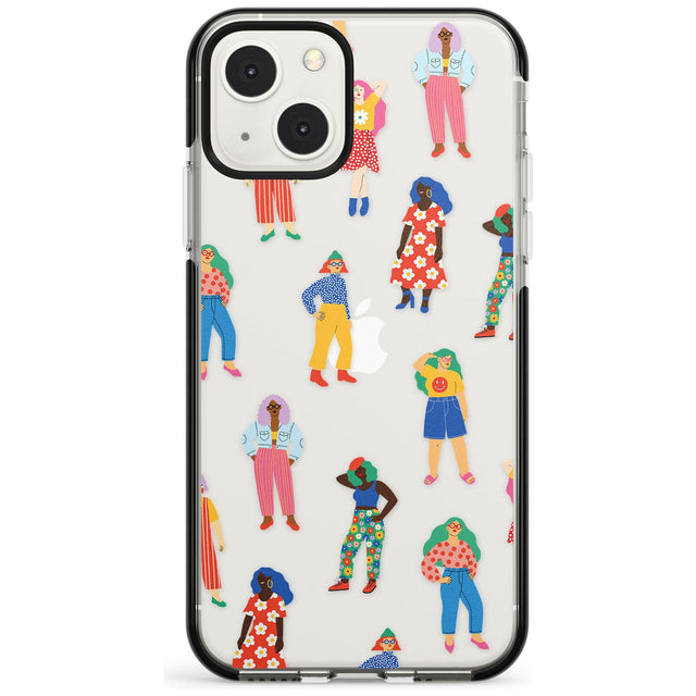 Girls Pattern Phone Case iPhone 13 Mini / Black Impact Case Blanc Space