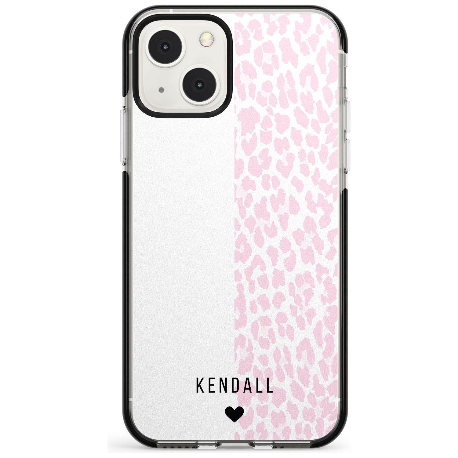 Personalised Pink & White Leopard Spots Custom Phone Case iPhone 13 Mini / Black Impact Case Blanc Space