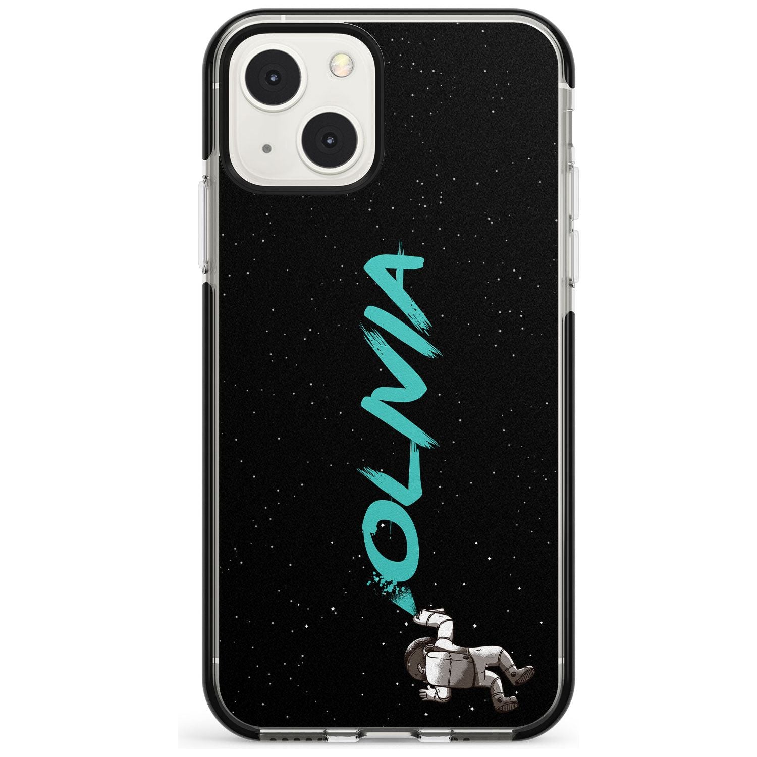 Personalised Graffiti Astronaut Custom Phone Case iPhone 13 Mini / Black Impact Case Blanc Space