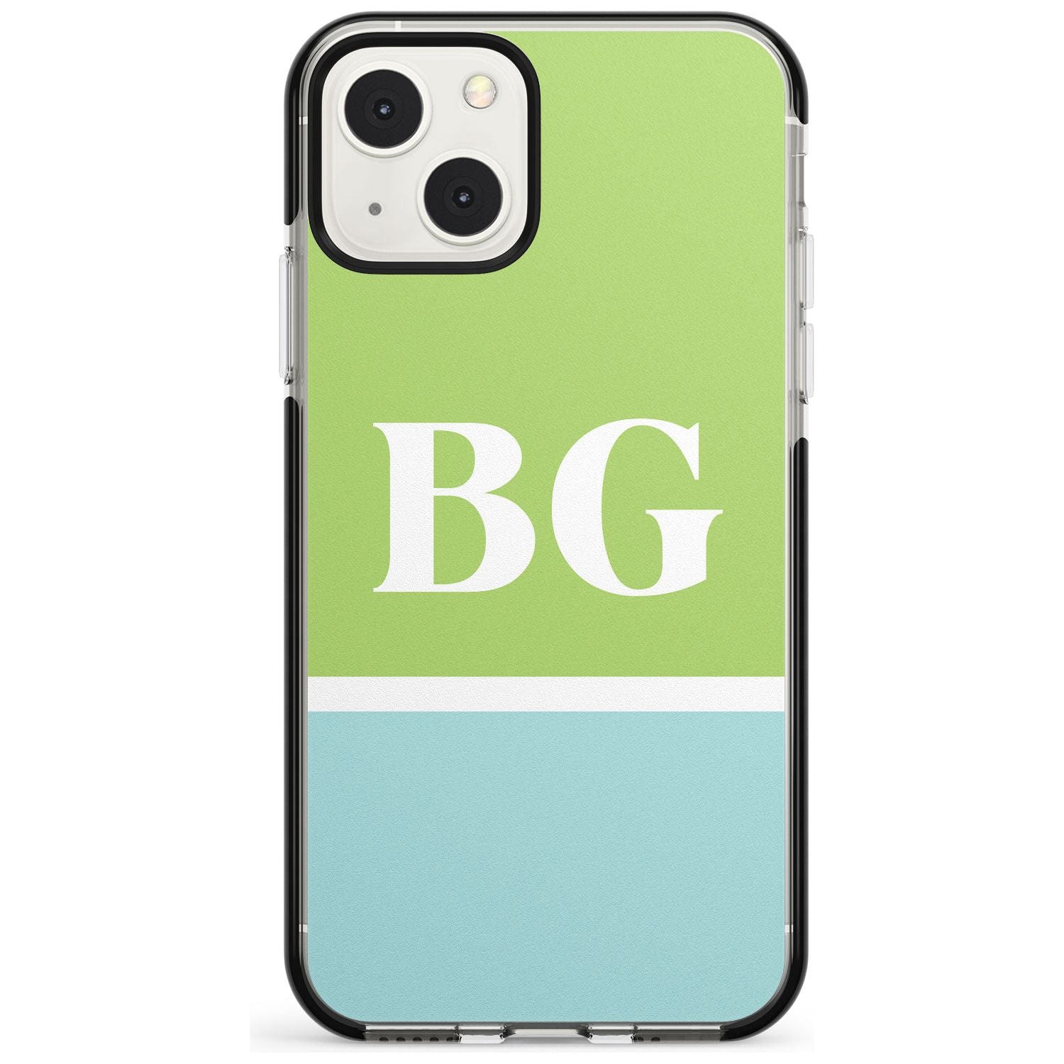Personalised Colourblock: Green & Turquoise Custom Phone Case iPhone 13 Mini / Black Impact Case Blanc Space