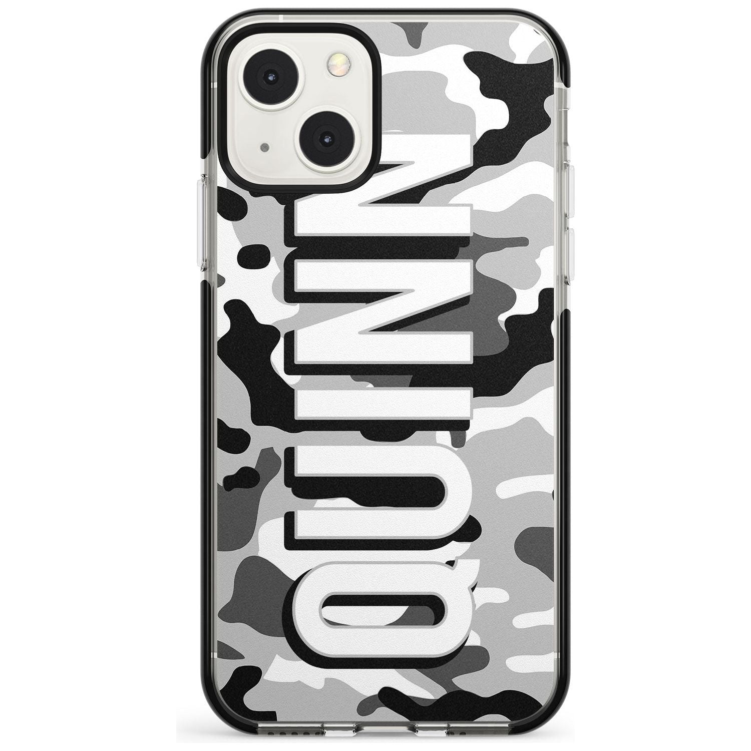 Personalised Greyscale Camo Custom Phone Case iPhone 13 Mini / Black Impact Case Blanc Space