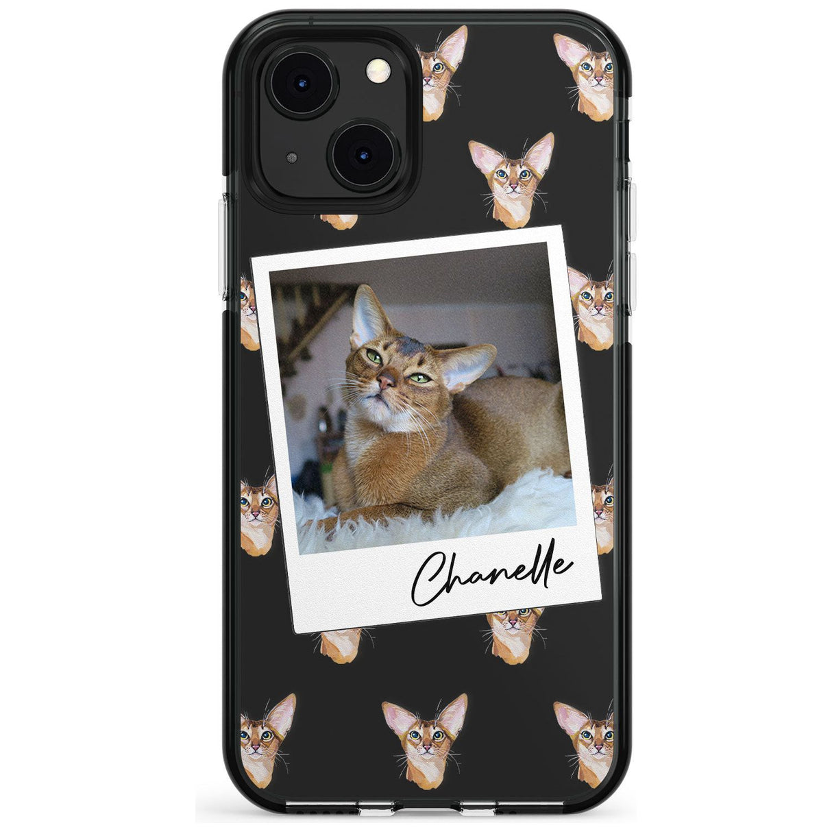 Personalised Abyssinian Cat Photo Black Impact Phone Case for iPhone 13 & 13 Mini