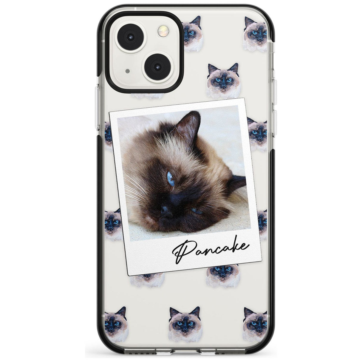 Personalised Burmese Cat Photo Black Impact Phone Case for iPhone 13 & 13 Mini
