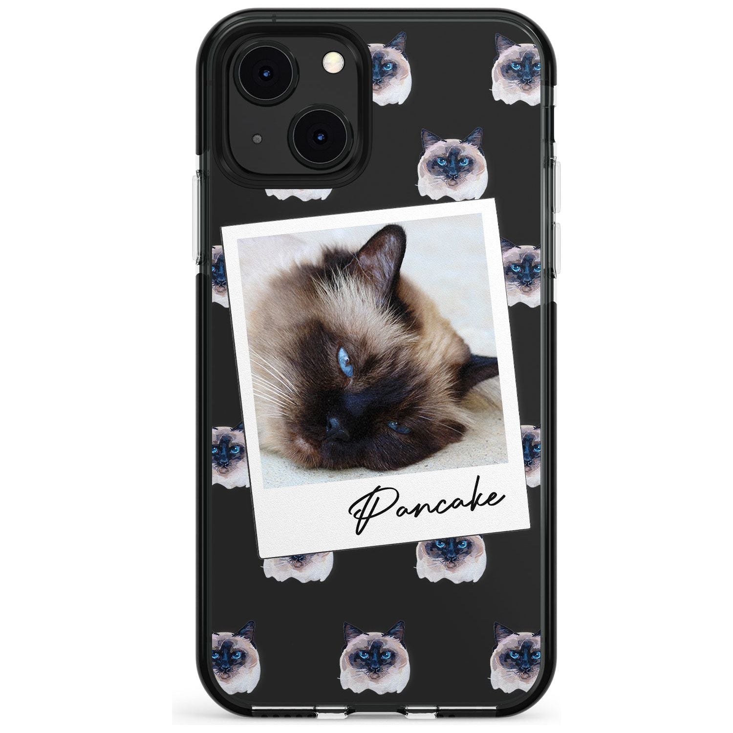 Personalised Burmese Cat Photo Black Impact Phone Case for iPhone 13 & 13 Mini