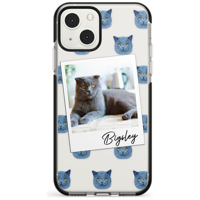 Personalised English Blue Cat Photo Black Impact Phone Case for iPhone 13 & 13 Mini