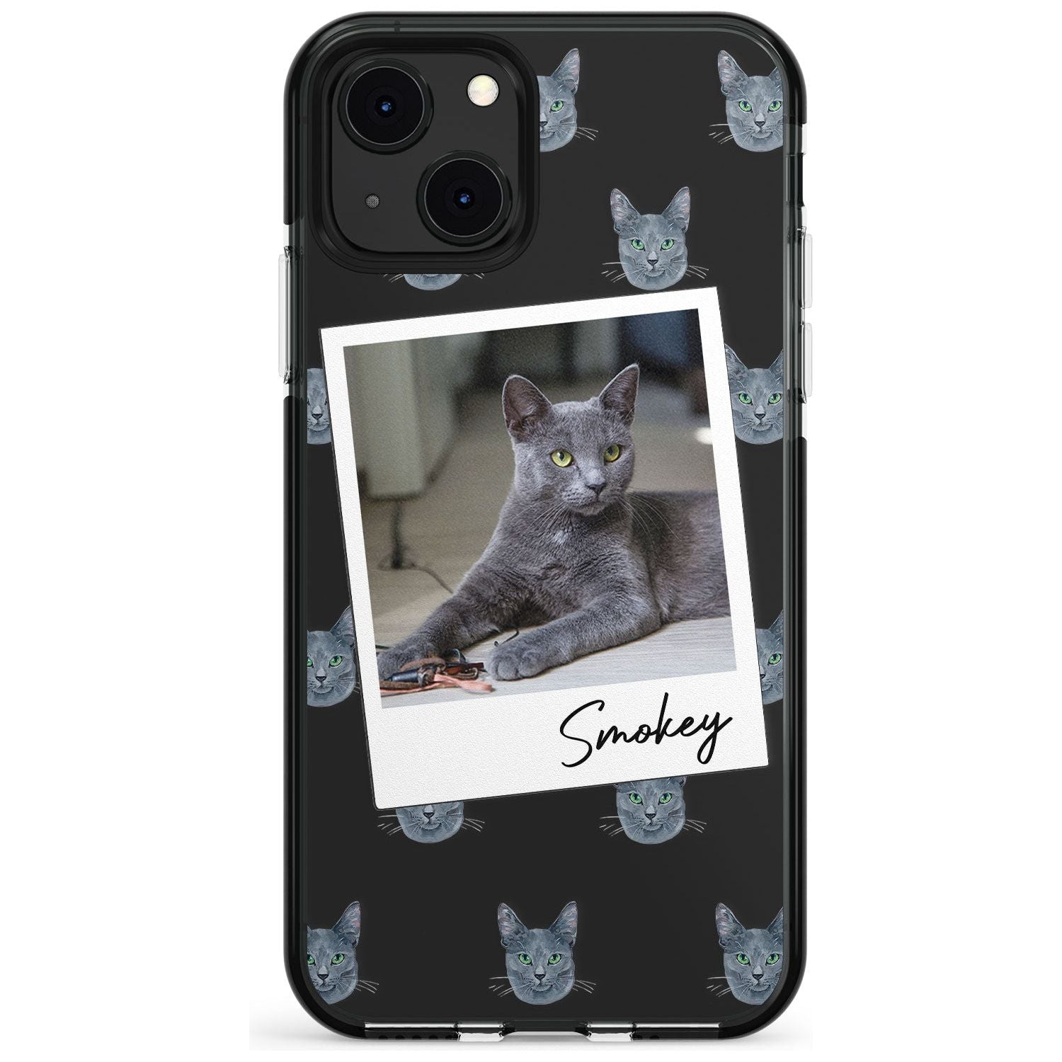 Personalised Korat Cat Photo Black Impact Phone Case for iPhone 13 & 13 Mini