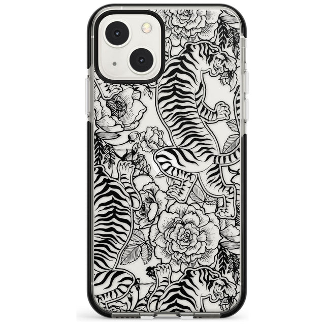 Personalised Chinese Tiger Pattern Black Impact Phone Case for iPhone 13 & 13 Mini