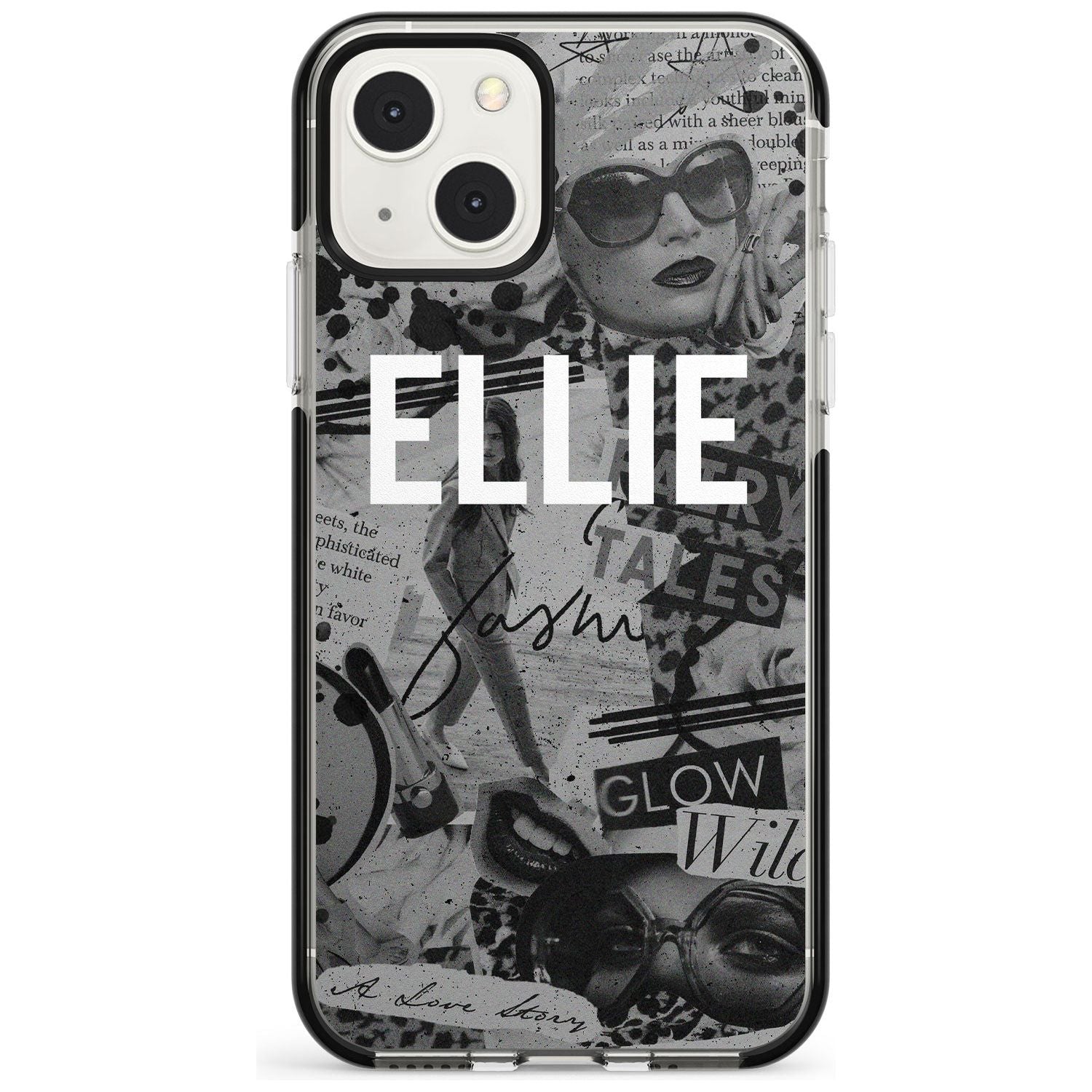 Personalised Grey Scale Fashion Collage Custom Phone Case iPhone 13 Mini / Black Impact Case Blanc Space
