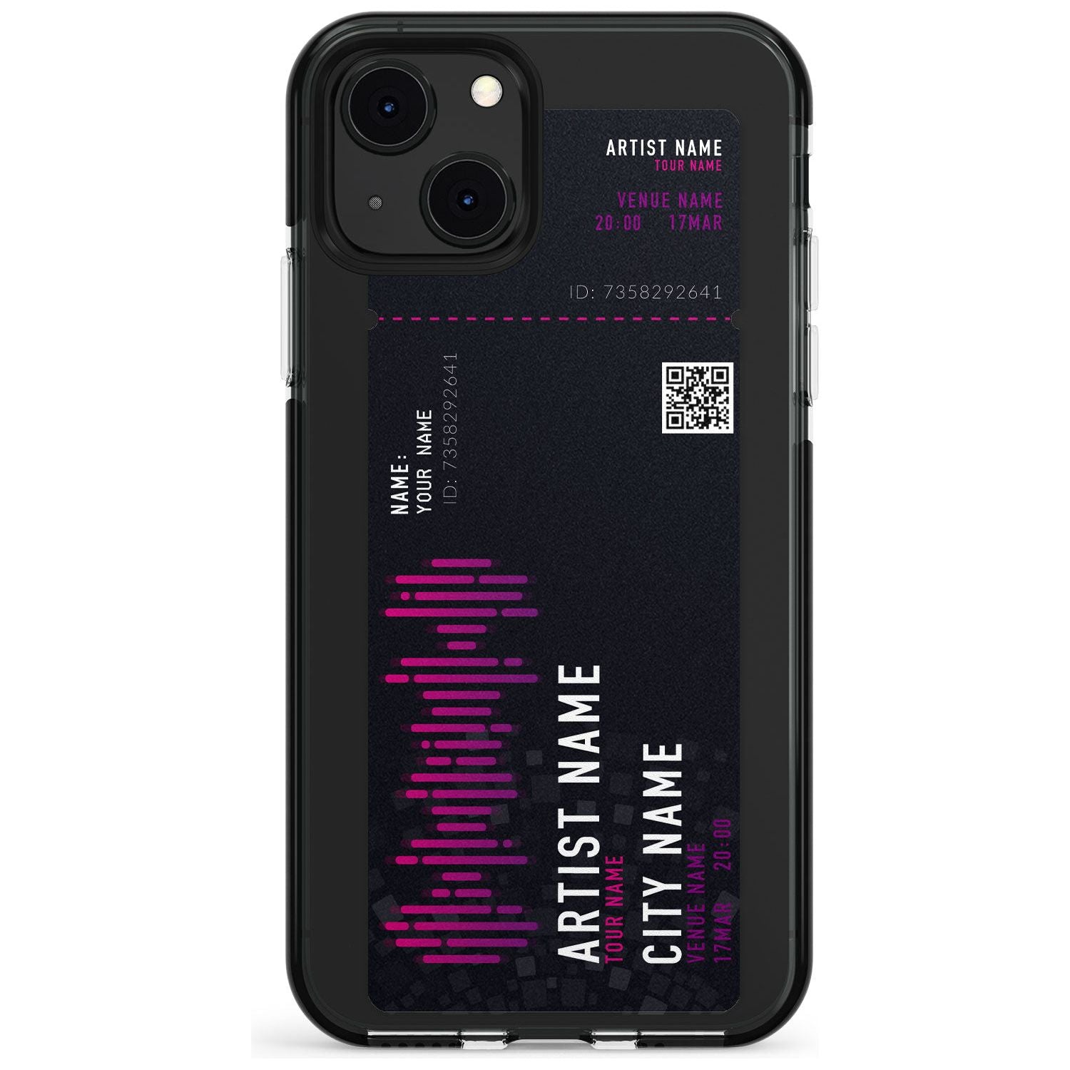 Personalised Concert Ticket Black Impact Phone Case for iPhone 13 & 13 Mini