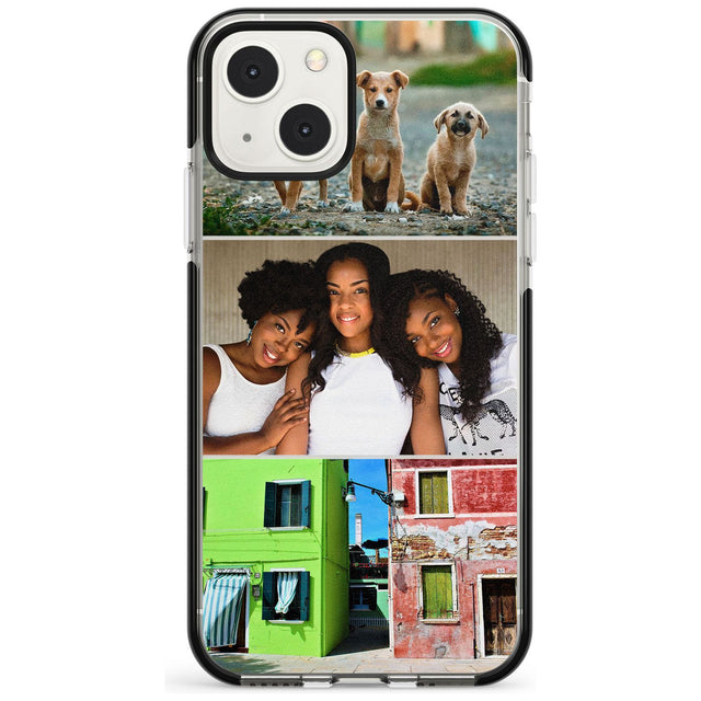 Personalised 3 Photo Grid Custom Phone Case iPhone 13 Mini / Black Impact Case Blanc Space