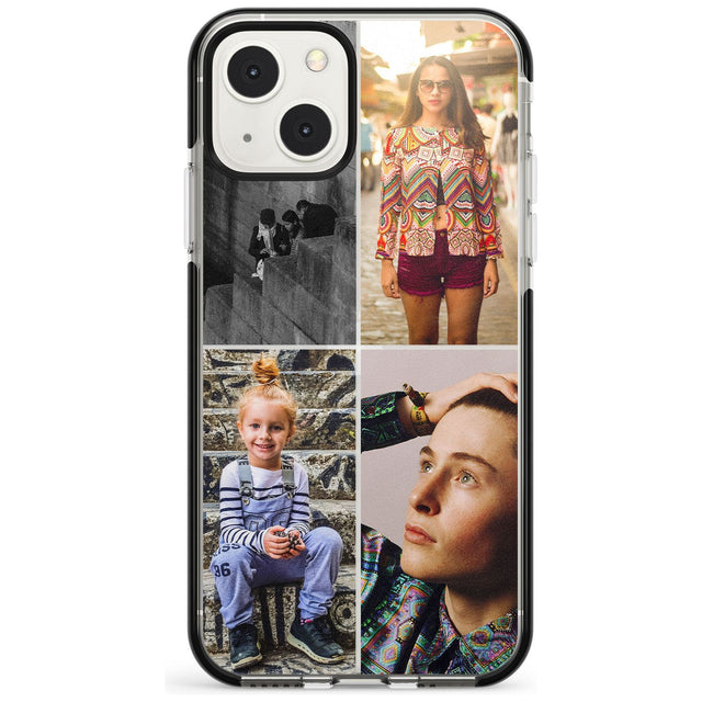 Personalised 4 Photo Grid Custom Phone Case iPhone 13 Mini / Black Impact Case Blanc Space