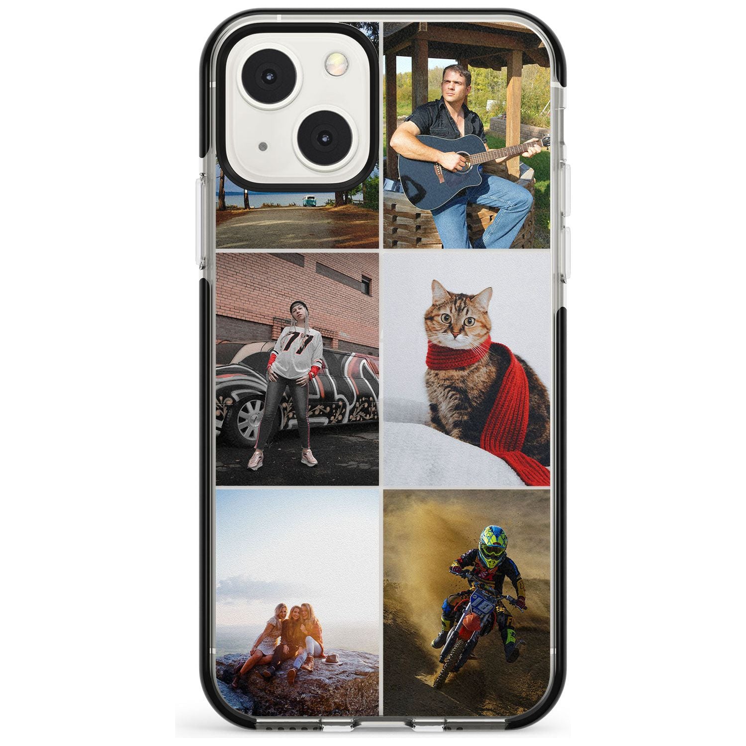 Personalised 6 Photo Grid Custom Phone Case iPhone 13 Mini / Black Impact Case Blanc Space