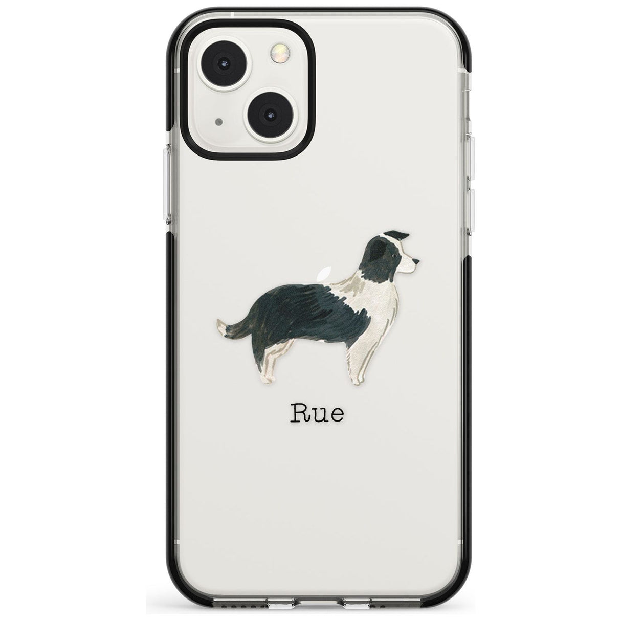 Personalised Border Collie Custom Phone Case iPhone 13 Mini / Black Impact Case Blanc Space