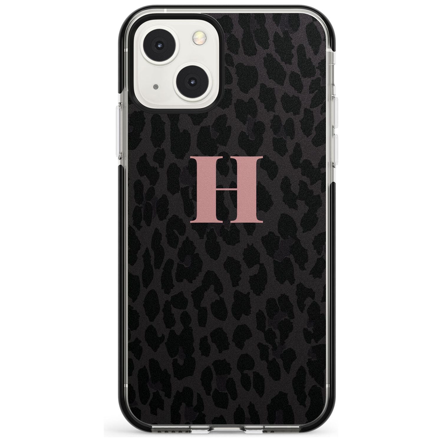 Personalised Small Pink Leopard Monogram Custom Phone Case iPhone 13 Mini / Black Impact Case Blanc Space