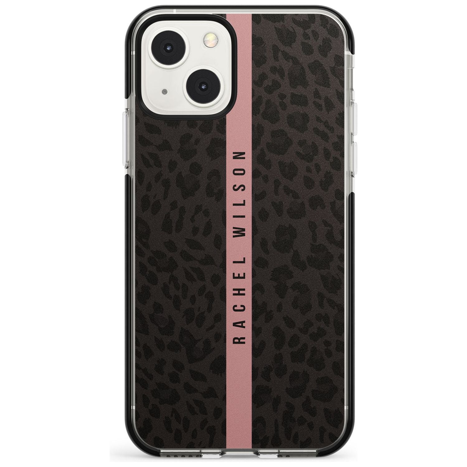 Personalised Pink Stripe Leopard Pattern Custom Phone Case iPhone 13 Mini / Black Impact Case Blanc Space