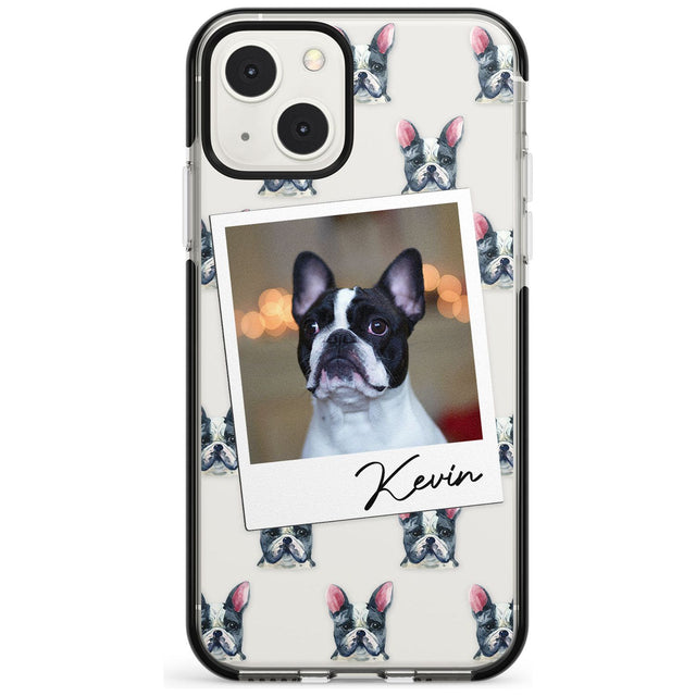 Personalised French Bulldog, Black & White - Dog Photo Custom Phone Case iPhone 13 Mini / Black Impact Case Blanc Space