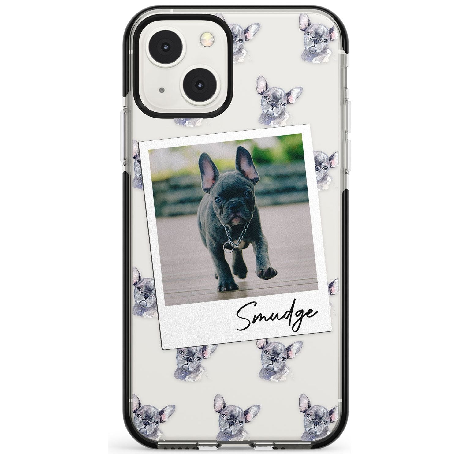 Personalised French Bulldog, Grey - Dog Photo Custom Phone Case iPhone 13 Mini / Black Impact Case Blanc Space