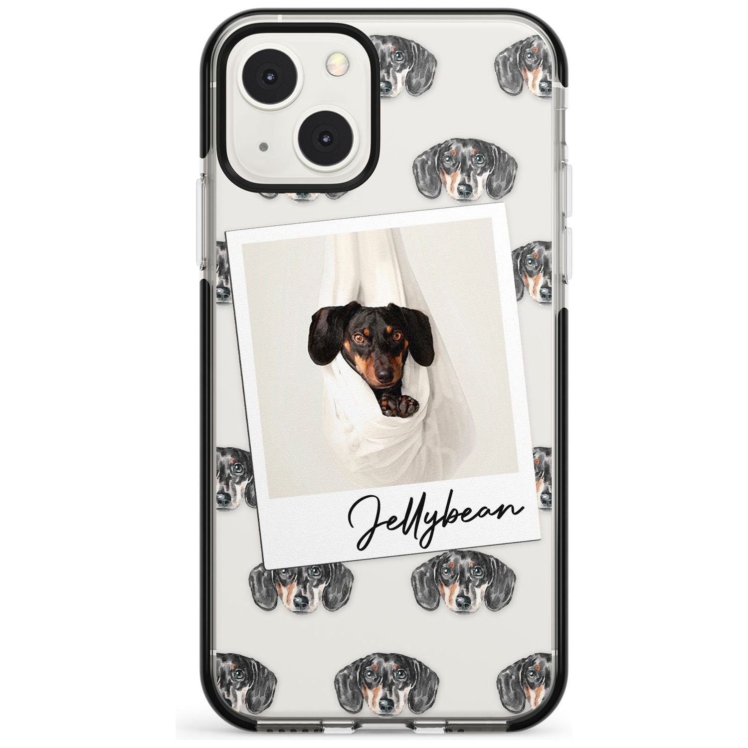 Personalised Dachshund, Black- Dog Photo Custom Phone Case iPhone 13 Mini / Black Impact Case Blanc Space