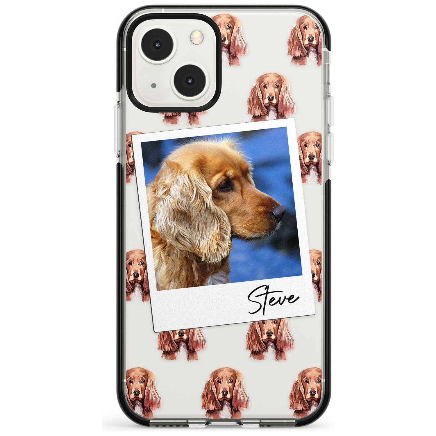Personalised Cocker Spaniel - Dog Photo Custom Phone Case iPhone 13 Mini / Black Impact Case Blanc Space