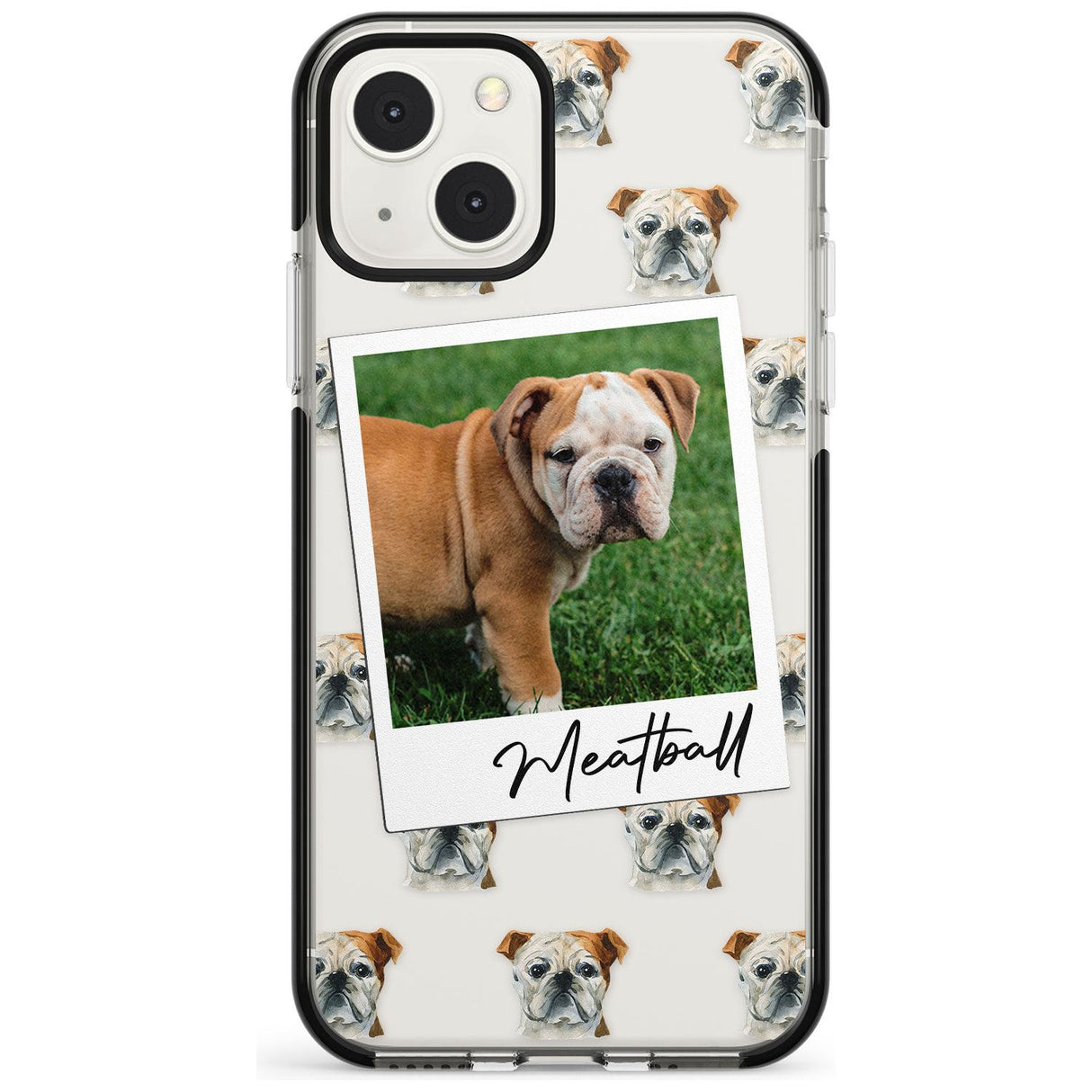 Personalised English Bulldog - Dog Photo Custom Phone Case iPhone 13 Mini / Black Impact Case Blanc Space